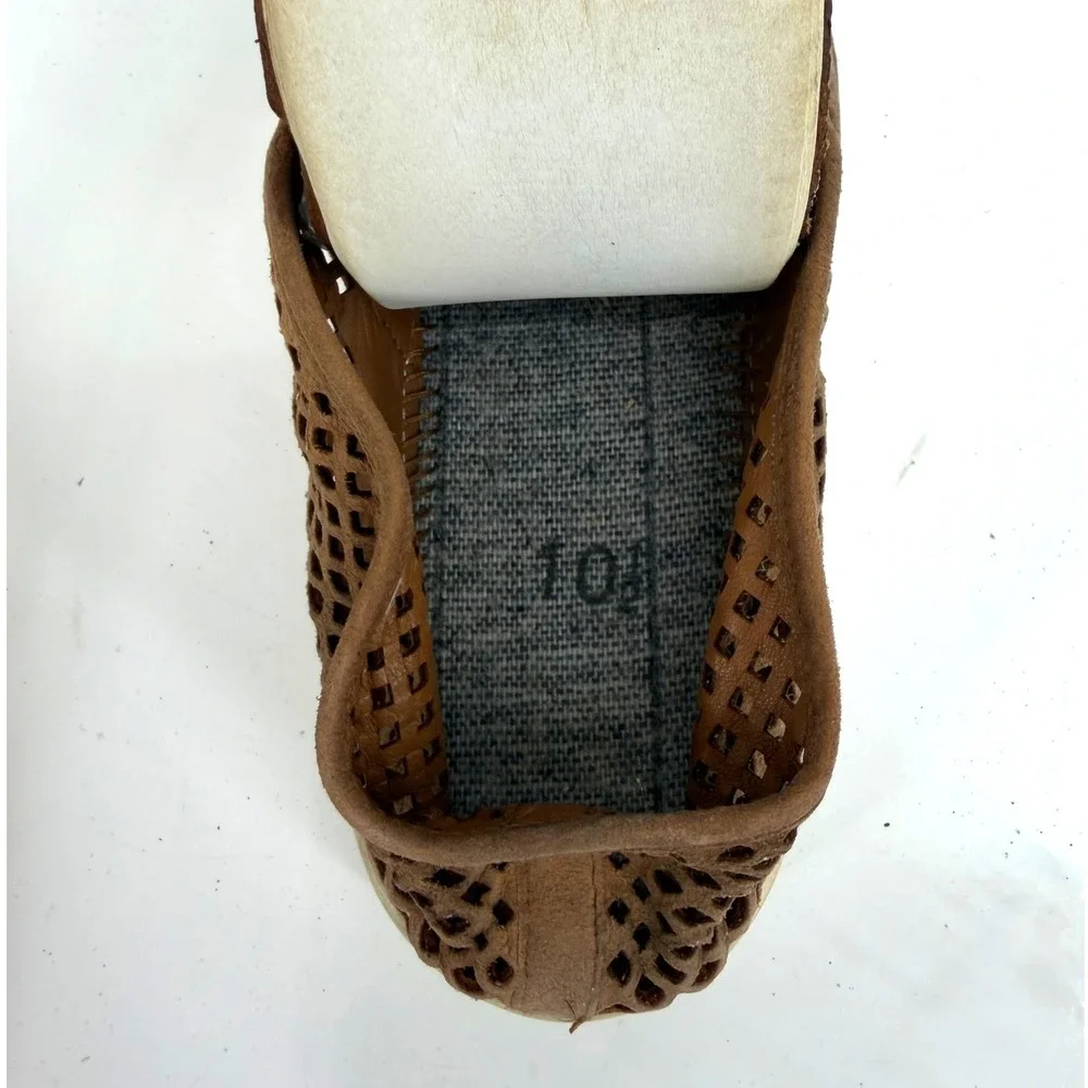 Tory Burch Tan Brown Perforated Leather Jesse Slip On Sneaker Shoe Womens 10.5